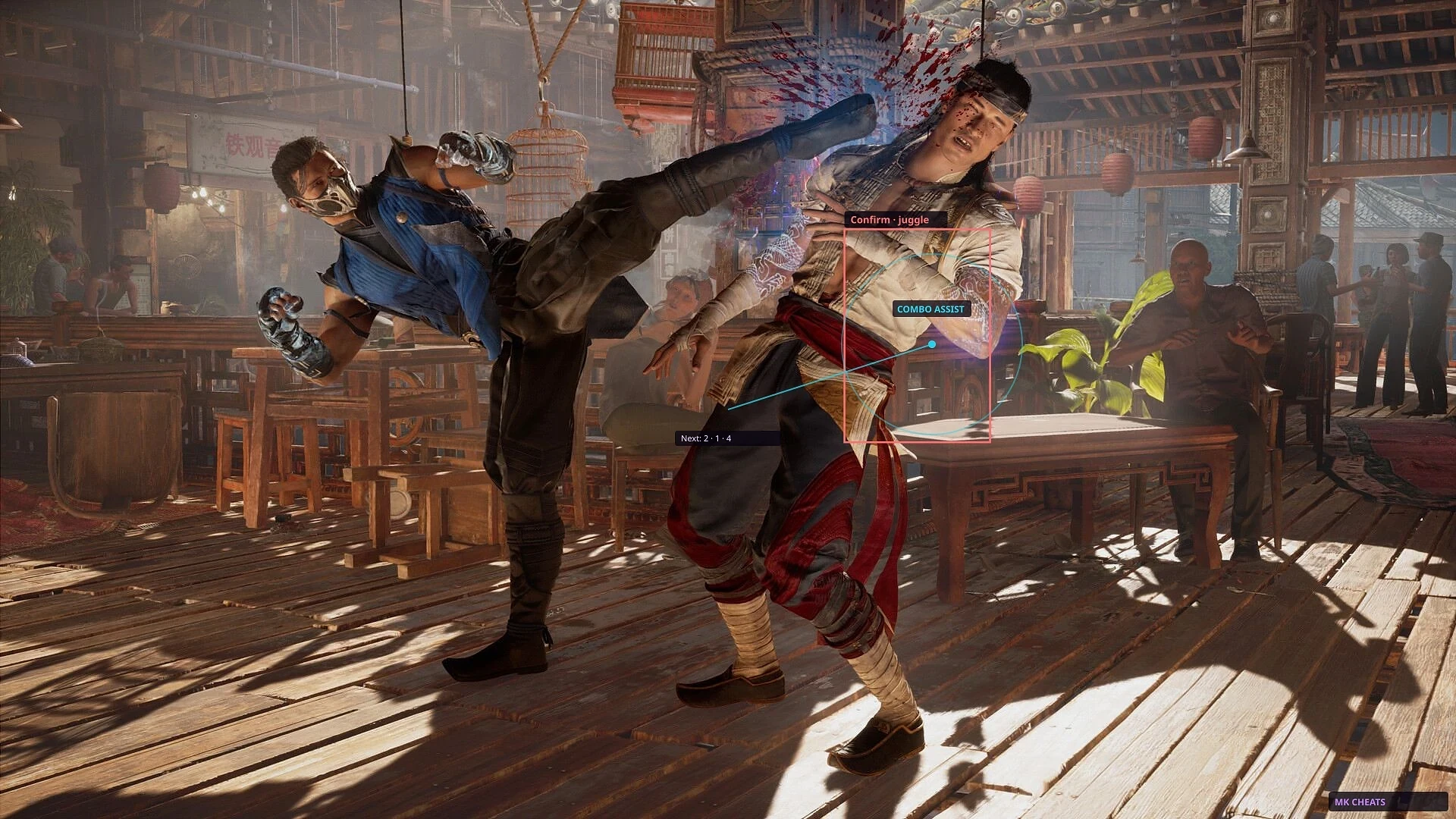 Mortal Kombat 1 combo counter with assist overlay